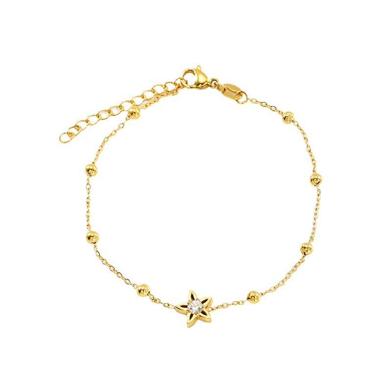 Europa y los Estados Unidos de alto nivel de sensación de arco de acero inoxidable brazalete de lujo ligero joyería dorada brazalete de zircón mujer