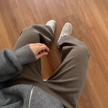 AUTICUP秋冬毛呢加厚老钱风垂感阔西裤软糯针织直筒cleanfit长裤