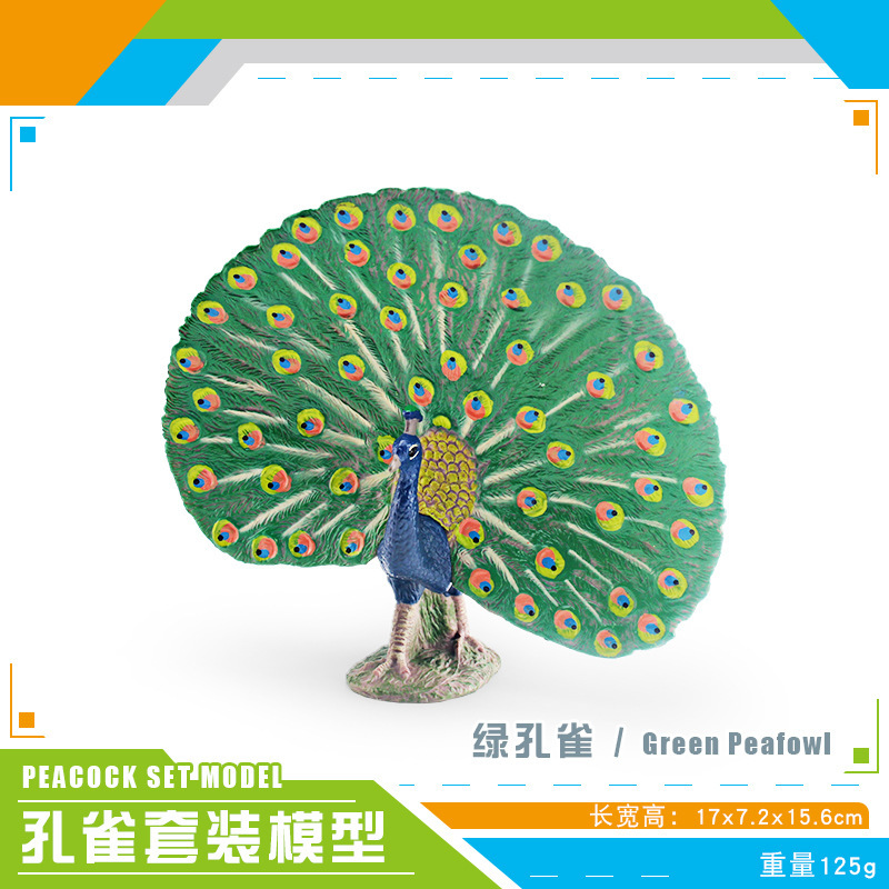 Exportación transfronteriza de niños acertijos de simulación de aves aves animales de pantalla abierta modelo de pavo real decoración estática juguetes de decoración