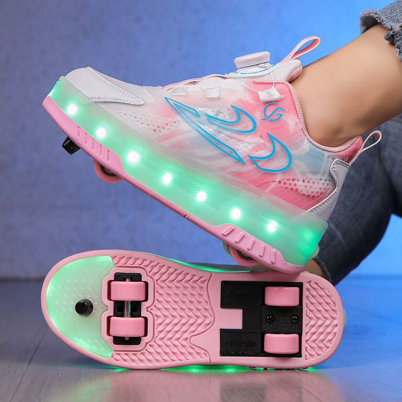Children's dual wheel skates on four wheels for boys for students