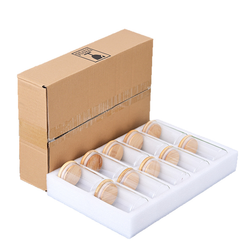 Transfronterizo de 10 piezas de algodón de perla cubierta de bambú sellado de vidrio conjunto de tanque de almacenamiento condimento de cocina image 5