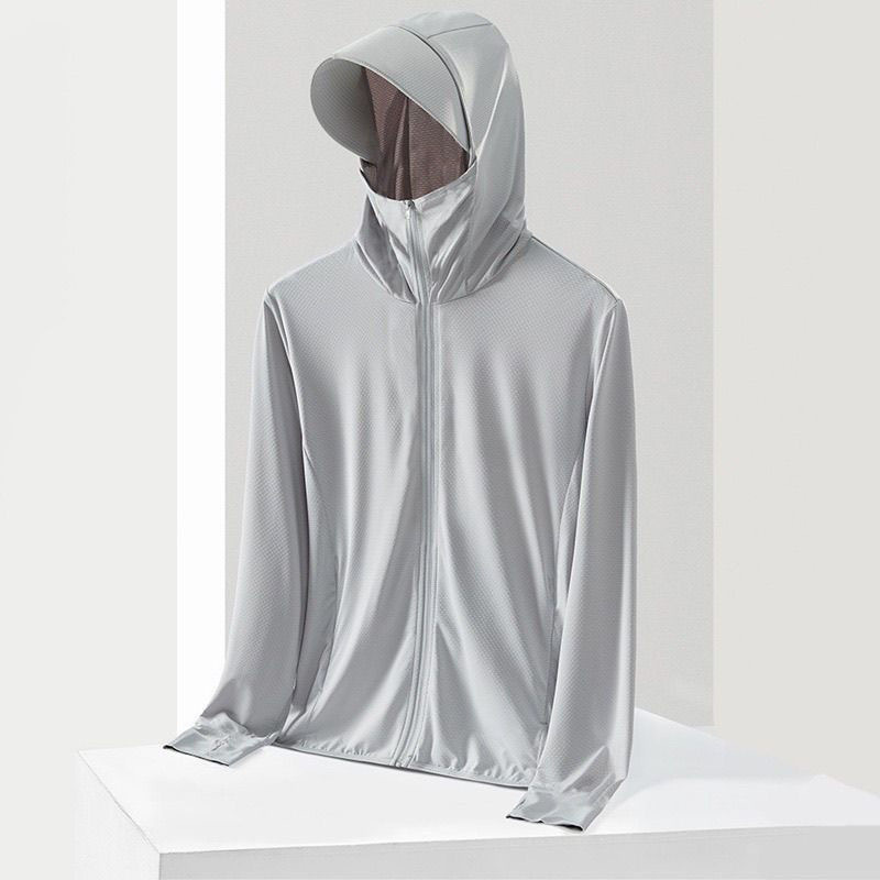 Ropa de protección solar de verano 2025 delgada seda de hielo transpirable anti-UV ropa de pesca al aire libre con chaqueta encapuchada