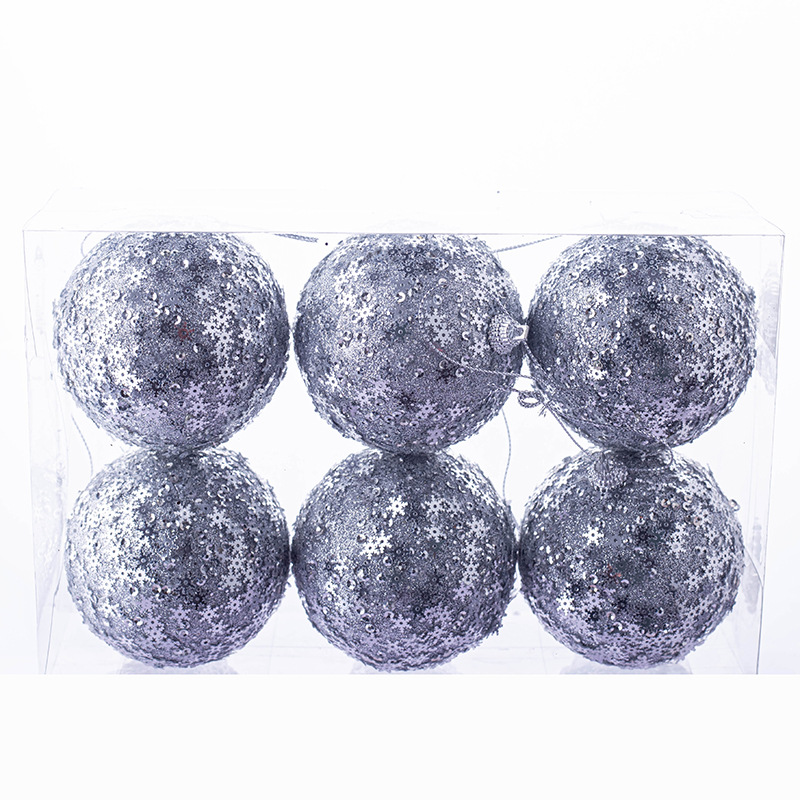 En stock 8cm6/PCS lentejuelas espuma Navidad bola colgante decoración ventana centro comercial colgante techo Navidad decorativa bola de color