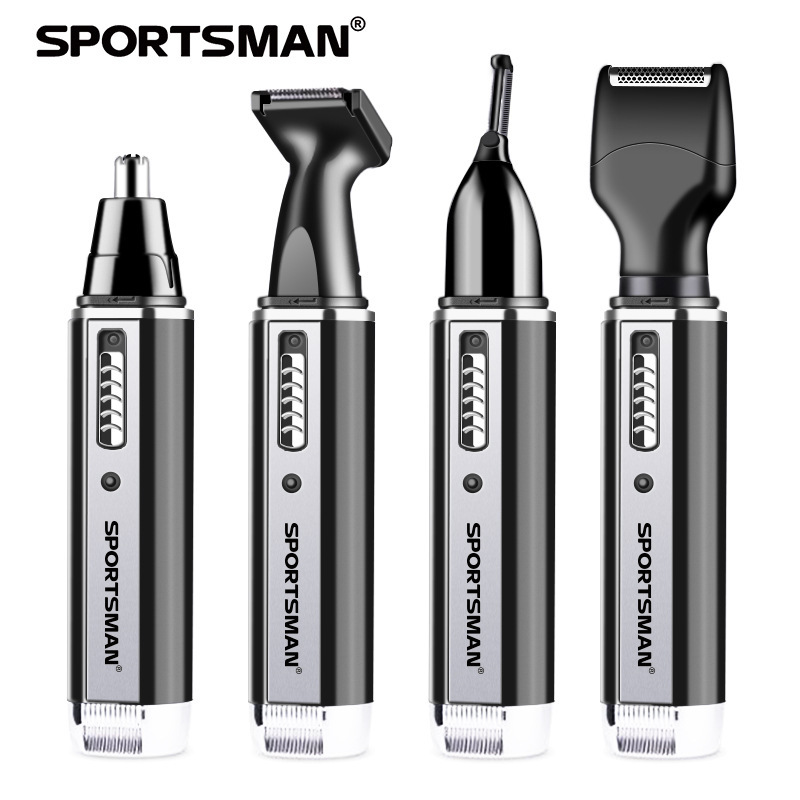 Tubo de aluminio metálico transfronterizo cortador de pelo de nariz eléctrico pintura para hornear recargable multifuncional reparador de pelo de afeitado de nariz dos en uno image 19