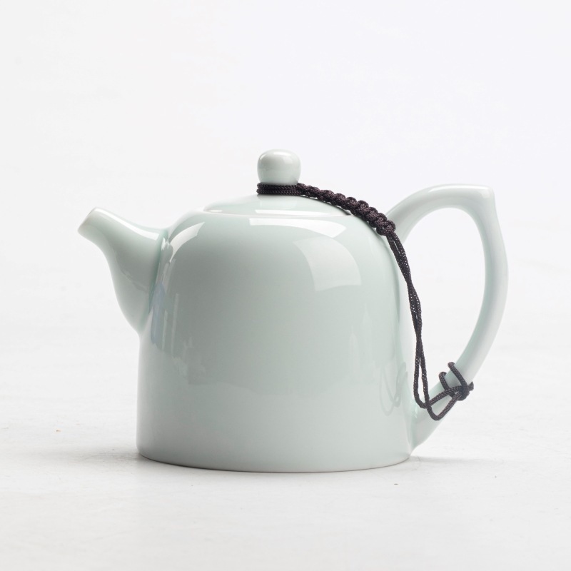 粉青磁器ティーポット茶具秦権壺復古シンプルオフィス家庭用手作り工夫茶器中国式主泡茶器|undefined