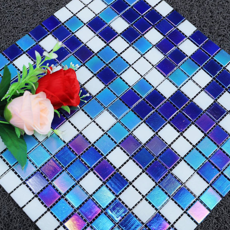 블루 메쉬 스티커-다크 블루 화려한 흰색