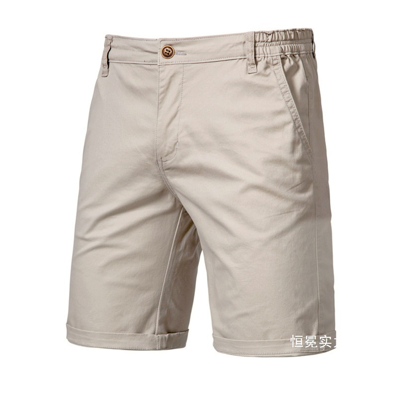 Cross-Border Summer New Cotton Casual Shorts Men's European and American Straight Slim Fit Five-Point Pants Large Size Solid Color Wholesale