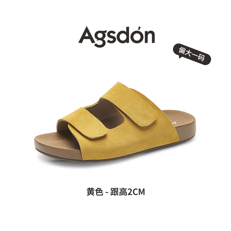 Sandalias planas Augu Shiden para mujer, novedad de verano 2026, estilo retro Birkenstock, para uso en exteriores, sandalias de suela gruesa y medio-abiertas.