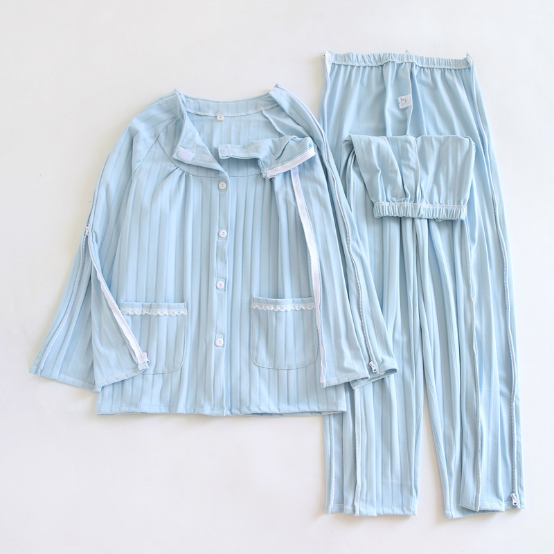 Women's Soft Plus-Size Easy-To-Wear Nursing Clothes, Spring and Autumn Thin Style Dialysis Chemotherapy Recovery Clothing, Bedridden Acupuncture Paralysis Pajamas Women's Soft Plus-Size Easy-To-Wear Nursing Clothes, Spring and Autumn Thin Style Dialysis Chemotherapy Recovery Clothing, Bedridden Acupuncture Paralysis Pajamas