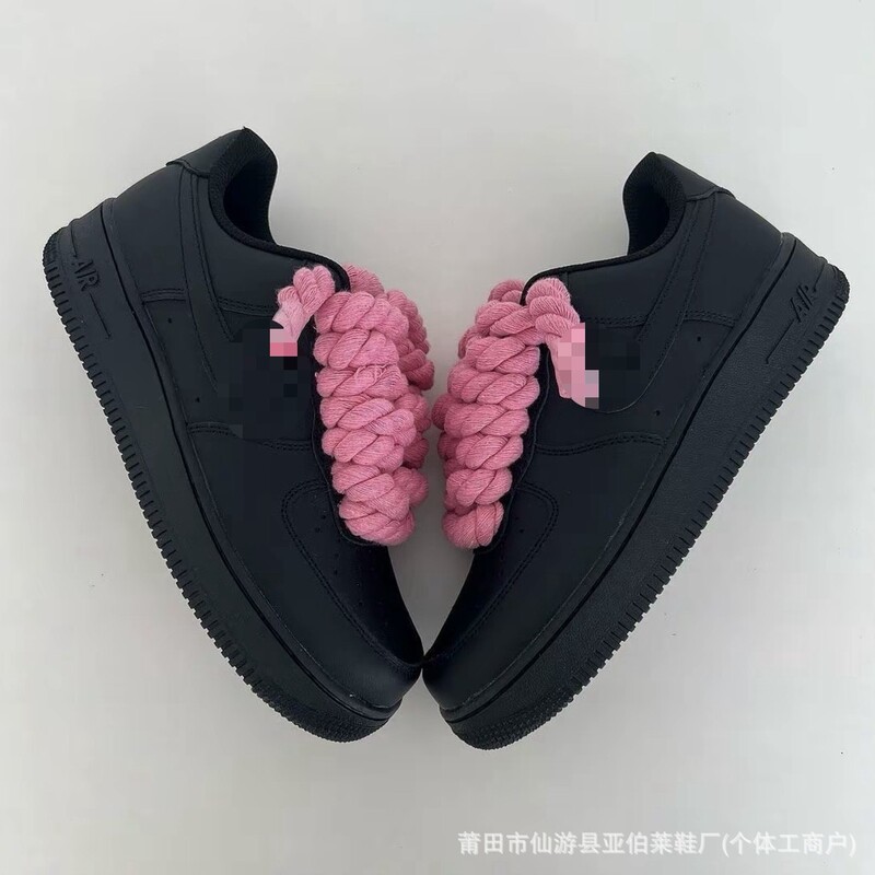 Cross-Border In-Stock Af1 Thick-Soled Low-Top Sneakers with Modified Thick Rope Shoelaces, Trendy Casual Sneakers for Men and Women