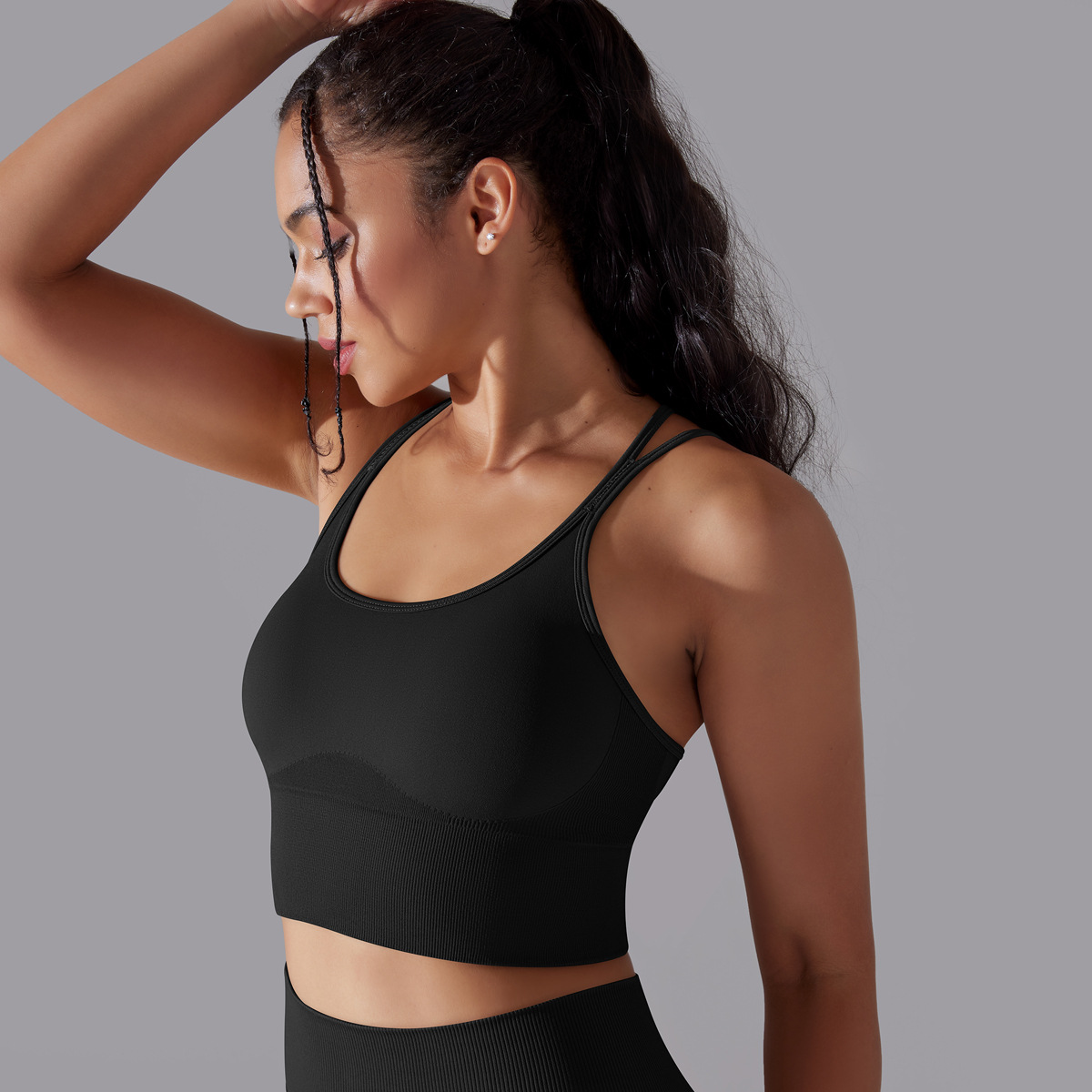 Simple Style Sports Solid Color Nylon Cotton Blend U Neck Tracksuit Vest Jogger Pants Leggings display picture 13