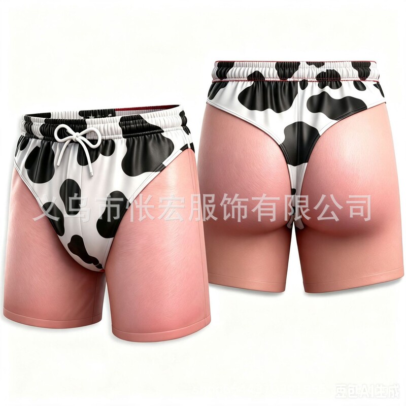 Vacation Funny Hip-Hop Style Men's Five-Inch Boxer Shorts with Drawstring Beach Shorts
