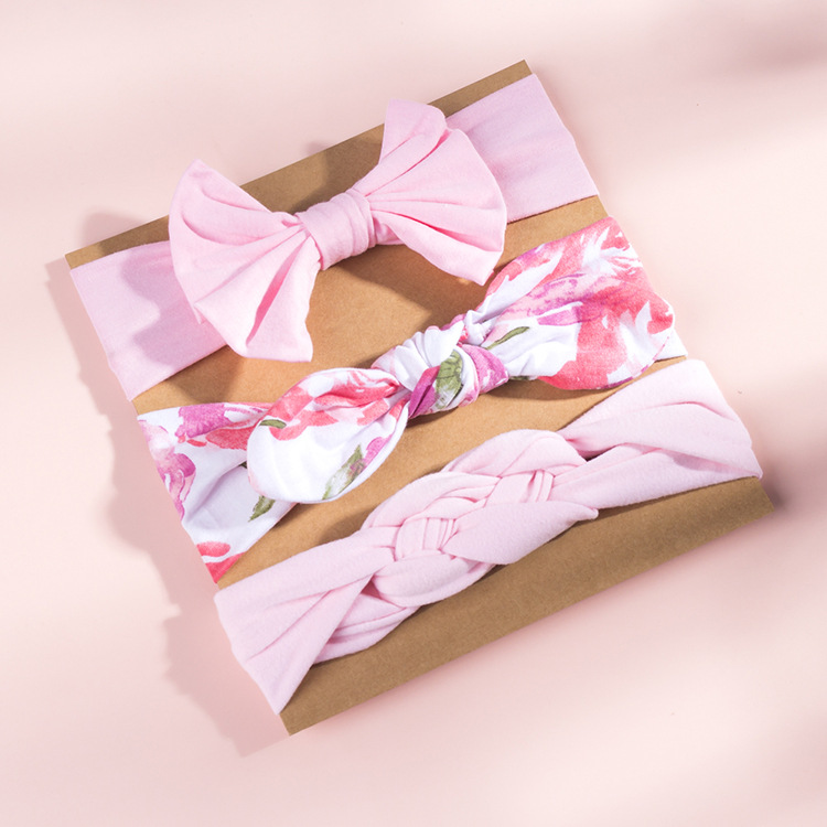 Conjunto De Diadema De Orejas De Conejo Con Estampado Bowknot Para Niños display picture 11