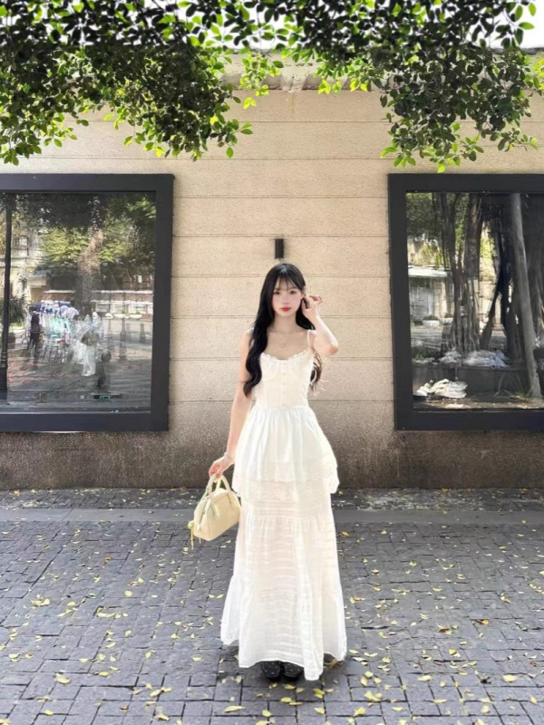 西西里漫花甜美套装白色设计吊带裙新款吊带半身裙连衣裙两件套|undefined