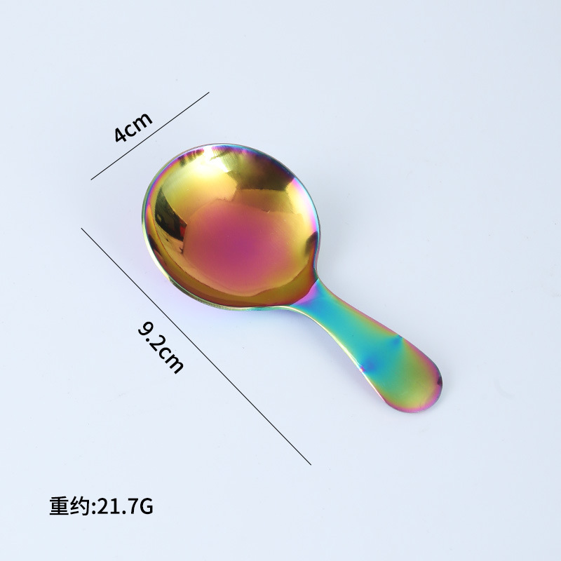 304 cuchara de acero inoxidable subred rojo coreano creativo mango corto cuchara de los niños lindo postre helado cuchara té Chapado en titanio cuchara redonda