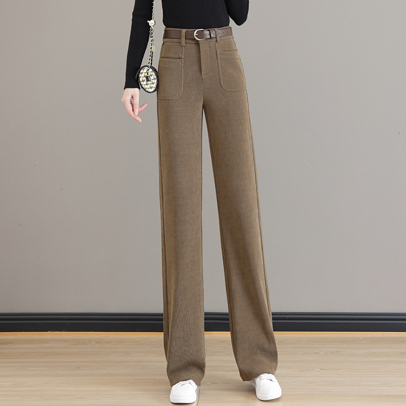 Chenille wide-leg pants for women in autumn and winter 2025 new style draped floor casual pants corduroy narrow version straight pants