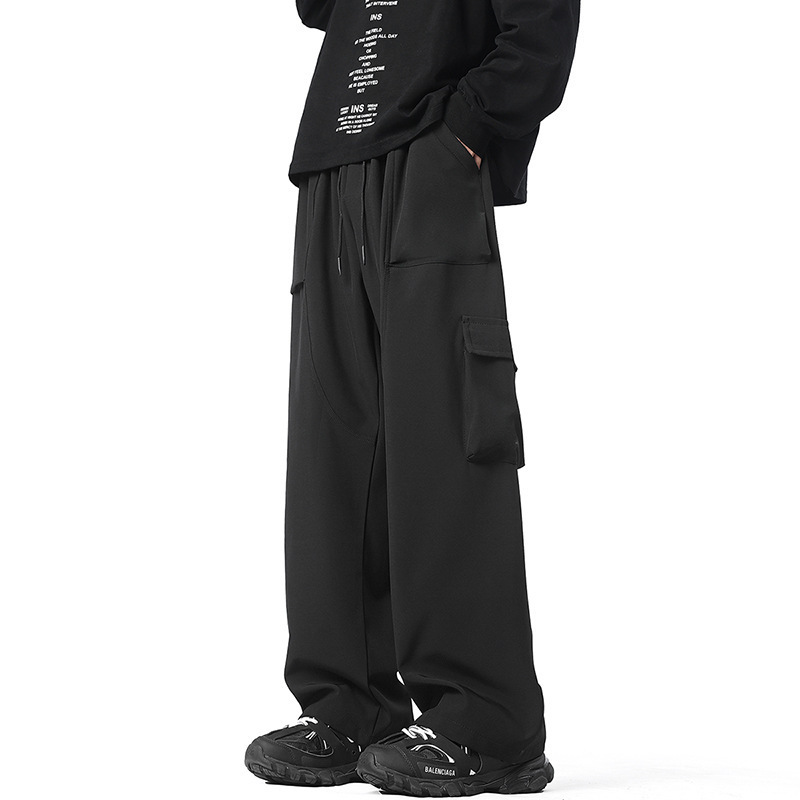 New American-Style Work Pants for Men, Spring and Autumn Style, Cool Straight-Leg Casual Pants with Multiple Pockets, Mid-Waist, Slim-Fit, Functional Outdoor Pants