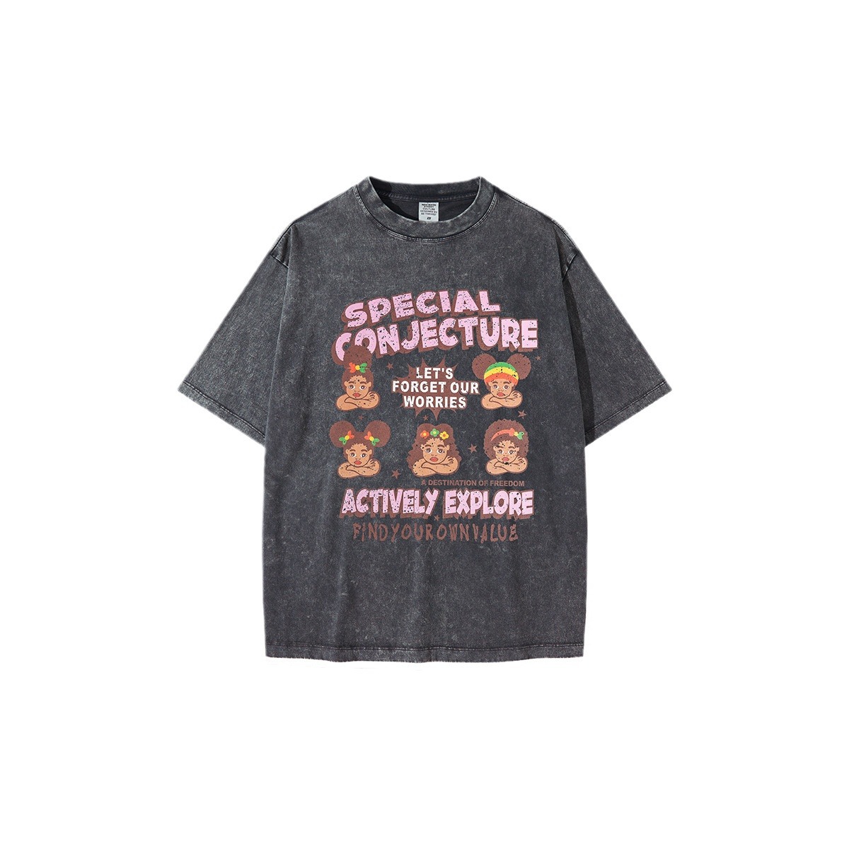 Ropa Infantil BE | Camiseta de Manga Corta para Niños, Estilo Lavado, Divertida, de Moda Urbana, Primavera/Verano 2025, para Niños, 100% Algodón