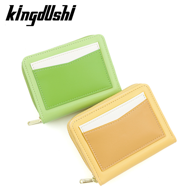 Nueva Cartera de mujer de moda simple multi-funcional contraste color monedero titular de la tarjeta hebilla de dos veces la cartera corta de las mujeres