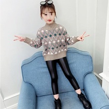 女童毛衣加绒加厚中大童水貂绒2025新款秋冬儿童高领针织衫打底衫