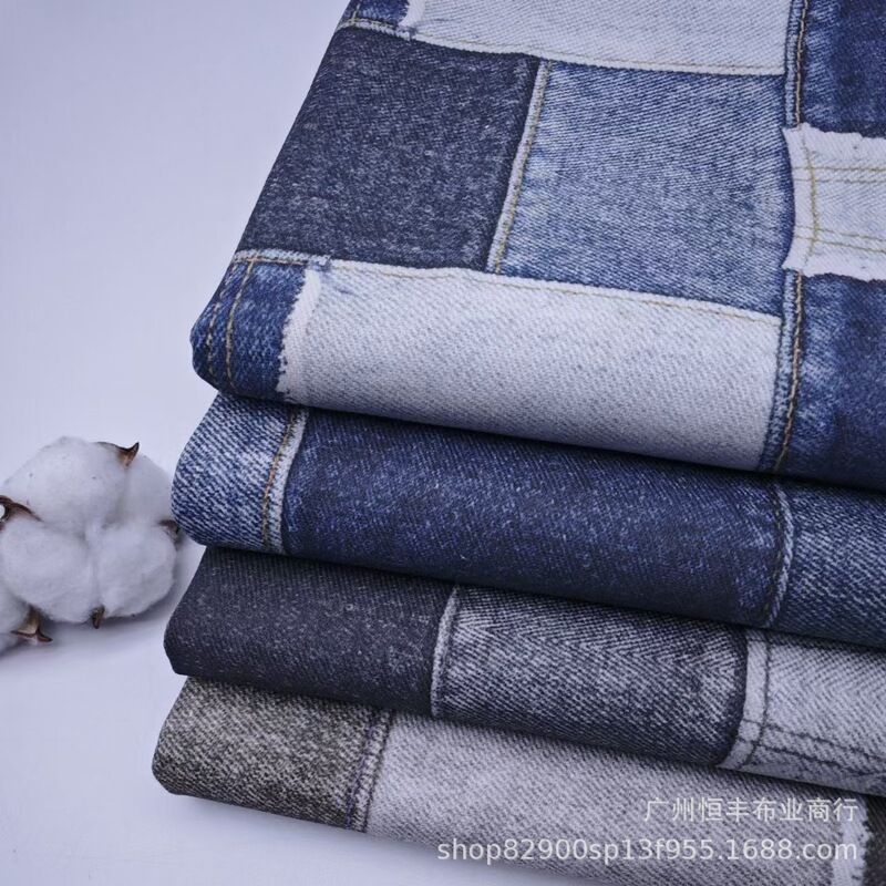 Tide brand stitching Denim graffiti bank fabric pants skirt coat clothing bags shoes and hats fabric manufacturers wholesale Tide brand stitching Denim graffiti bank fabric pants skirt coat clothing bags shoes and hats fabric manufacturers wholesale