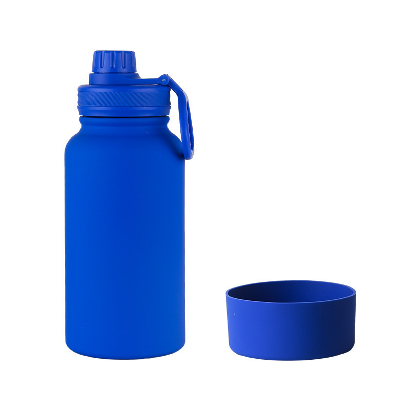 Botella de agua deportiva de gran capacidad transfronteriza, taza aislada al vacío de acero inoxidable 304, botella espacial de pintura de goma portátil para exteriores