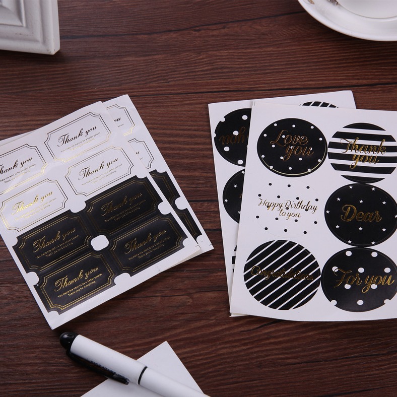 Estilo coreano creativo dorado gracias por bendición decoración etiqueta adhesiva regalo Día de San Valentín hornear Etiqueta de sellado