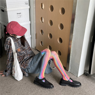New niche color matching thigh mesh socks color Millennium hot girl style knee-length women's socks