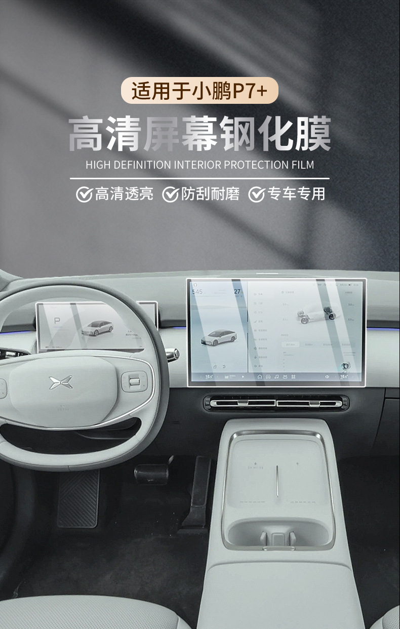 Applicable to Xiaopeng P7 Instrument Navigation Display Screen p7 Central Control Tempered Film Interior Protection Film Modification Accessories