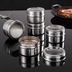 Visual Magnetic Spice Rack Wall Mounted Stainless Steel Condiment Box Refrigerator Spice Bottle BBQ Seasoning Can Spreader Bottle Set
