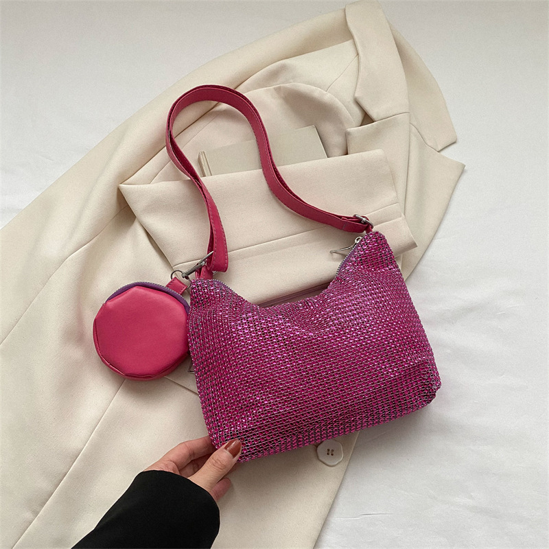 2023 primavera y verano nuevo bolso de hombro de estilo occidental elegante simple bolso de mujer de moda de diamantes de imitación de este año
