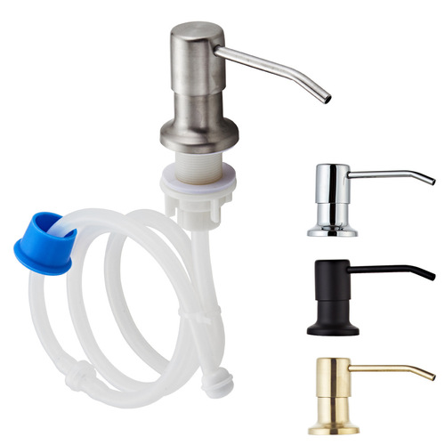 Saint Ruijia 304 stainless steel sink soap dispenser kitchen bathroom hardware pendant cross-border extension tube press pump head
