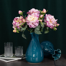 轻奢陶瓷花瓶摆件绢花装饰花台面摆设花插假花花插花器D&