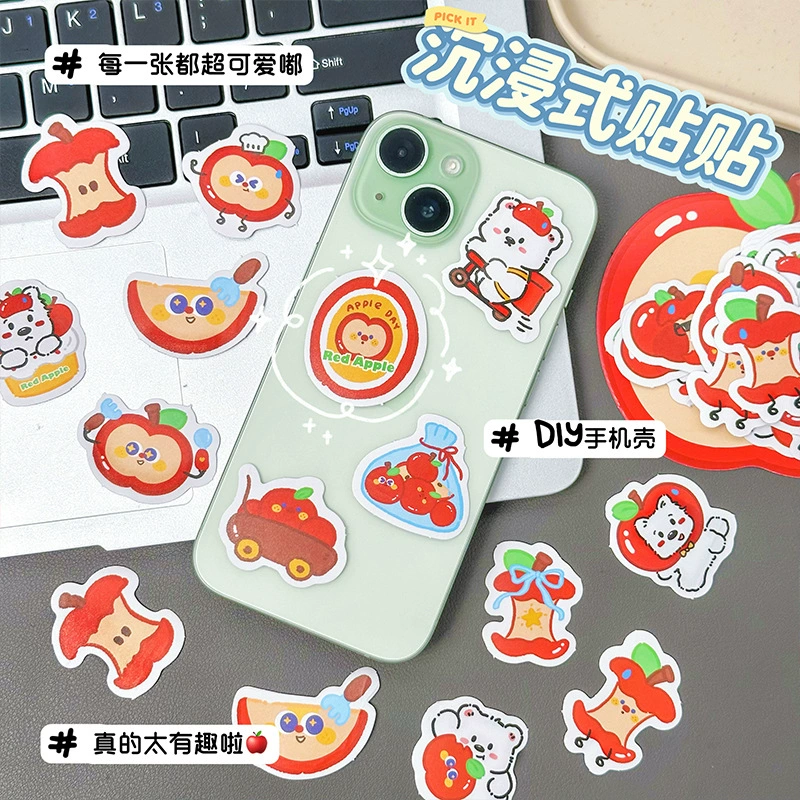 Наклейка с яблоком, сумка, мультяшные наклейки для телефона