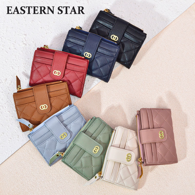 Dongxin Cross-Border New Wallet Women's Short Korean Style Multi-Card Slot Fashion Buckle Wallet Zipper Ticket Holder Wholesale