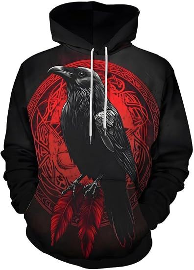 Sweat à capuche imprimé numérique 3D pour homme, avec transfert thermique et motif aigle tridimensionnel._voghion.com