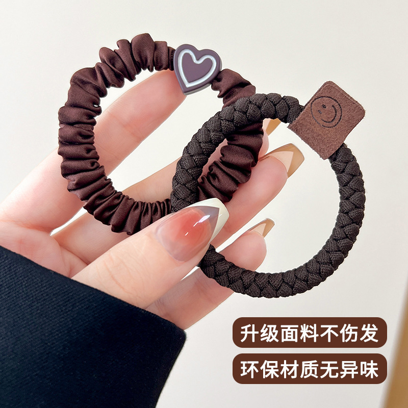 美拉德风耐用高弹力橡皮筋扎头绳女生高级感发绳高马尾丸子头发圈|undefined