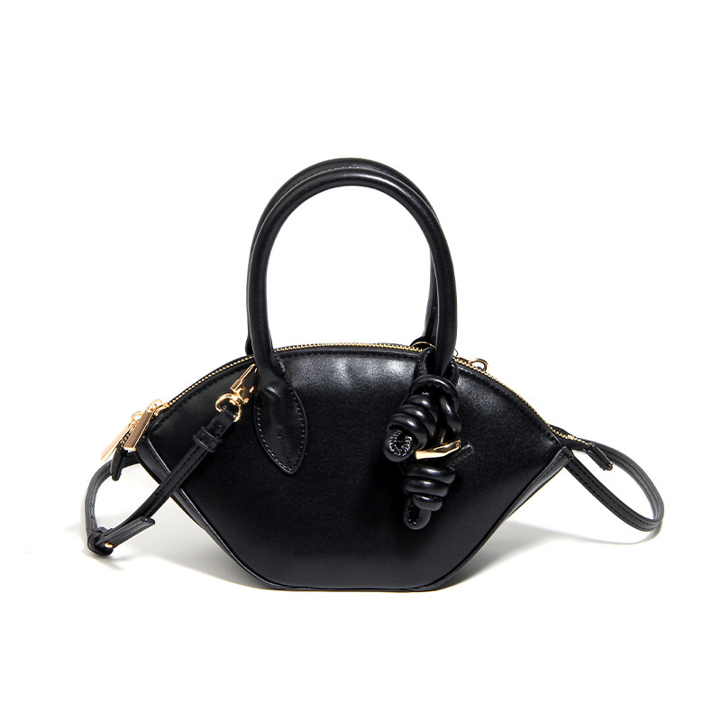 Cross-border Women's Bag 2025 New Fashion Retro Double Handle Metal Bead Pendant Details City Bag Shell Bag