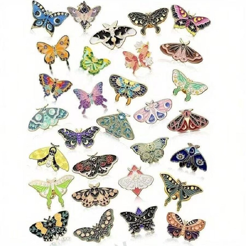 Retro Cartoon Butterfly Brooch Set Animal Series Painted Brooch Clothes Bag Accessories Badge
