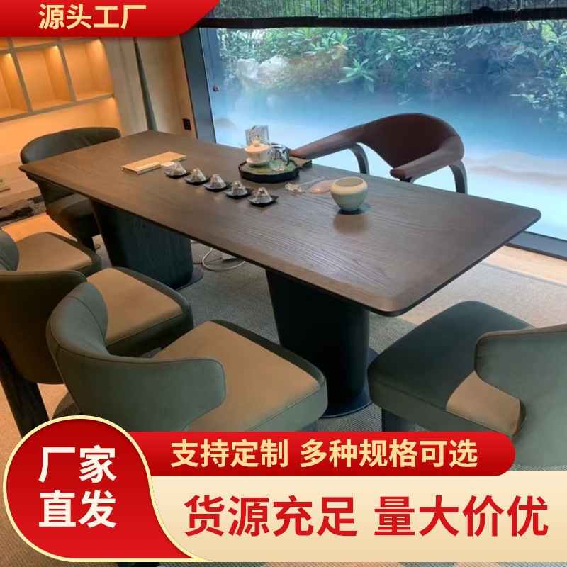 New Chinese-Style Black Walnut Tea Table and Chair Set, Zen-Inspired Home-Use Solid Wood Tea Table, Modern Light Luxury Tea Room Tea Table