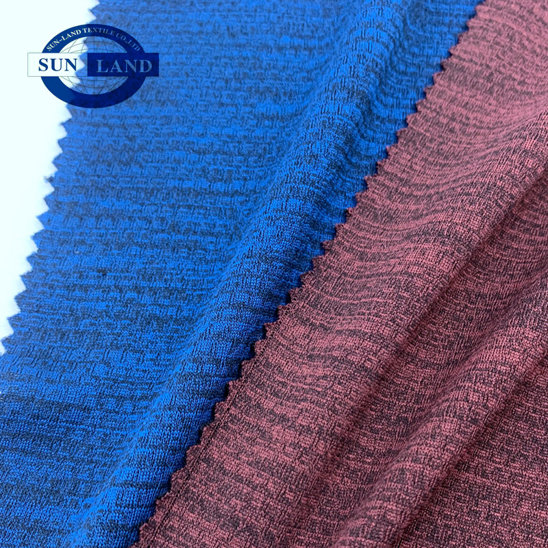 时尚户外运动跑步T恤面料阳离子双色蜂巢网布