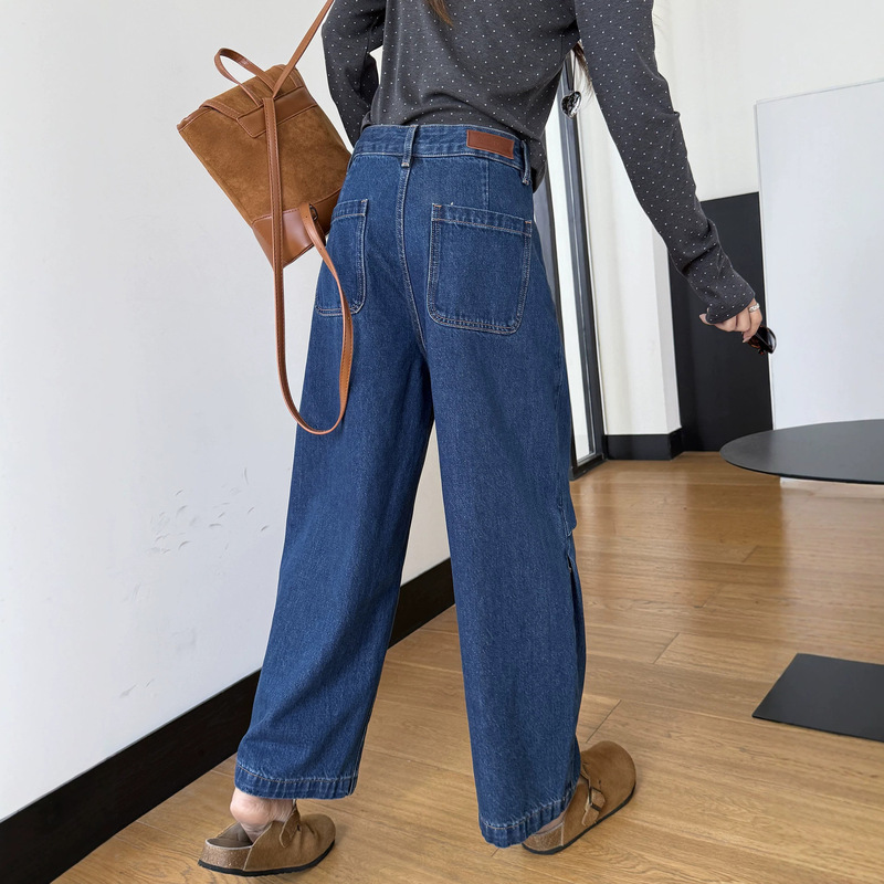 Crotch-covering magic pants~Blue straight-leg jeans for women, 2026 new autumn collection, high-waisted, loose, wide-leg, cropped pants for petite figures Crotch-covering magic pants~Blue straight-leg jeans for women, 2026 new autumn collection, high-waisted, loose, wide-leg, cropped pants for petite figures
