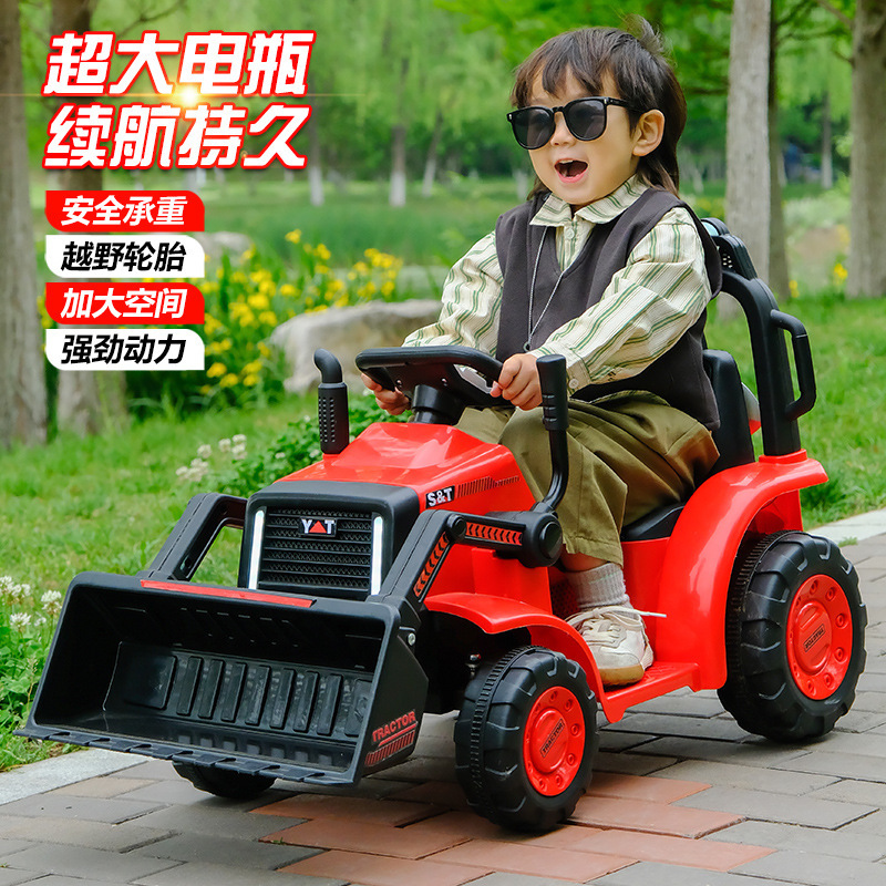 Bulldozer eléctrico para niños con cabina para bebés, excavadora recargable de juguetes de cuatro ruedas, vehículo de ingeniería de control remoto image 5