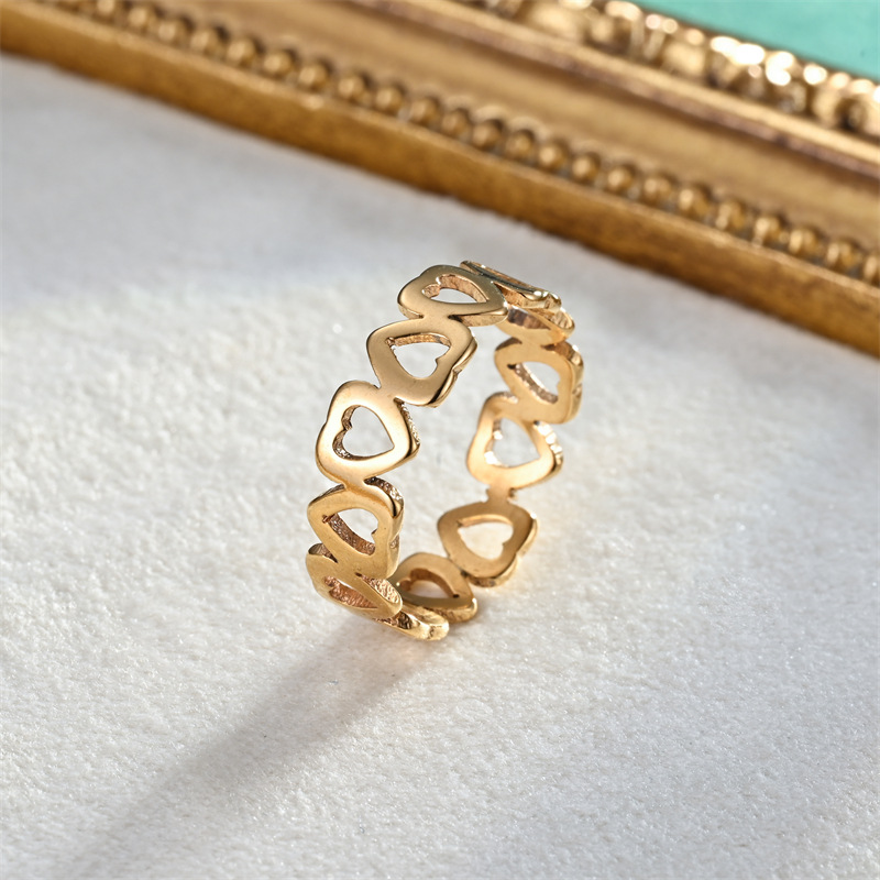 6g Weight Zircon Inlay Material Rings Classification 11, 12, 6 Ring Size 1 Piece Quantity Daily Occasion 304 Stainless Steel Material Geometric, Heart Shape Pattern All Seasons Season Unisex Gender Plating, Hollow Out, Inlay Design Sweet Style Sweet Geometric Heart Shape 304 Stainless Steel Plating Hollow Out Inlay Zircon Unisex Rings Men Band Rings 5