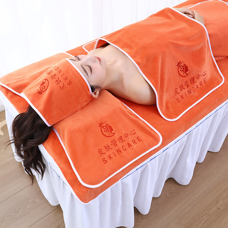 Beauty salon towel special set, turban, bed, bath towel, bath skirt set, absorbent, non-shedding, printable LOGO