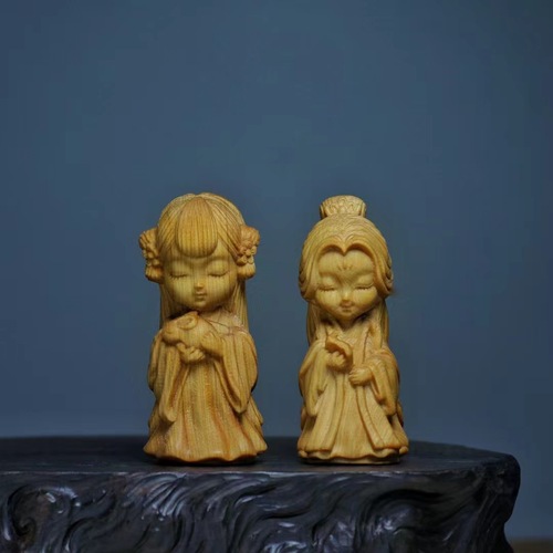 Thuja wood creative root carvings of four beauties, small ornaments, handicrafts, home office desk decoration gifts