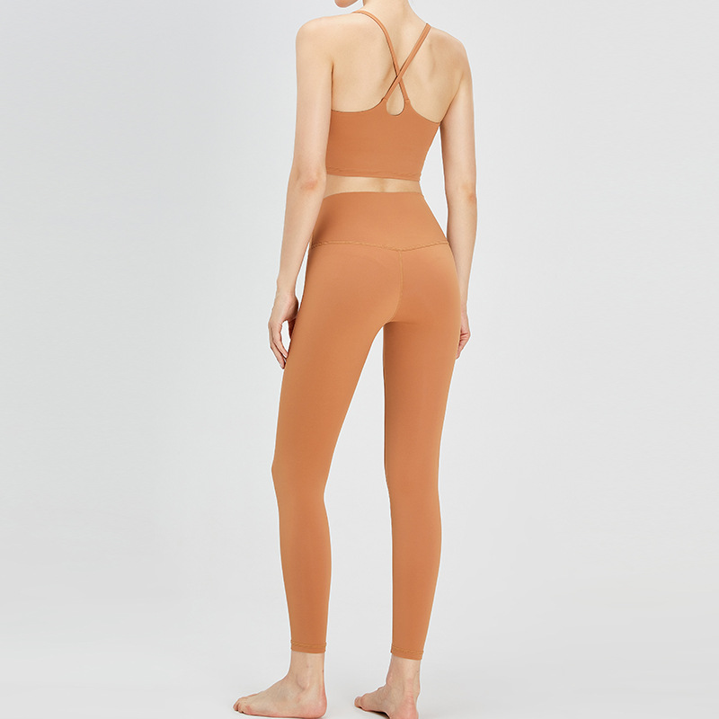 Transfronterizo apretado ropa de yoga traje desnudo fitness chaleco deportes al aire libre cintura alta cadera levantamiento correr yoga Pantalones