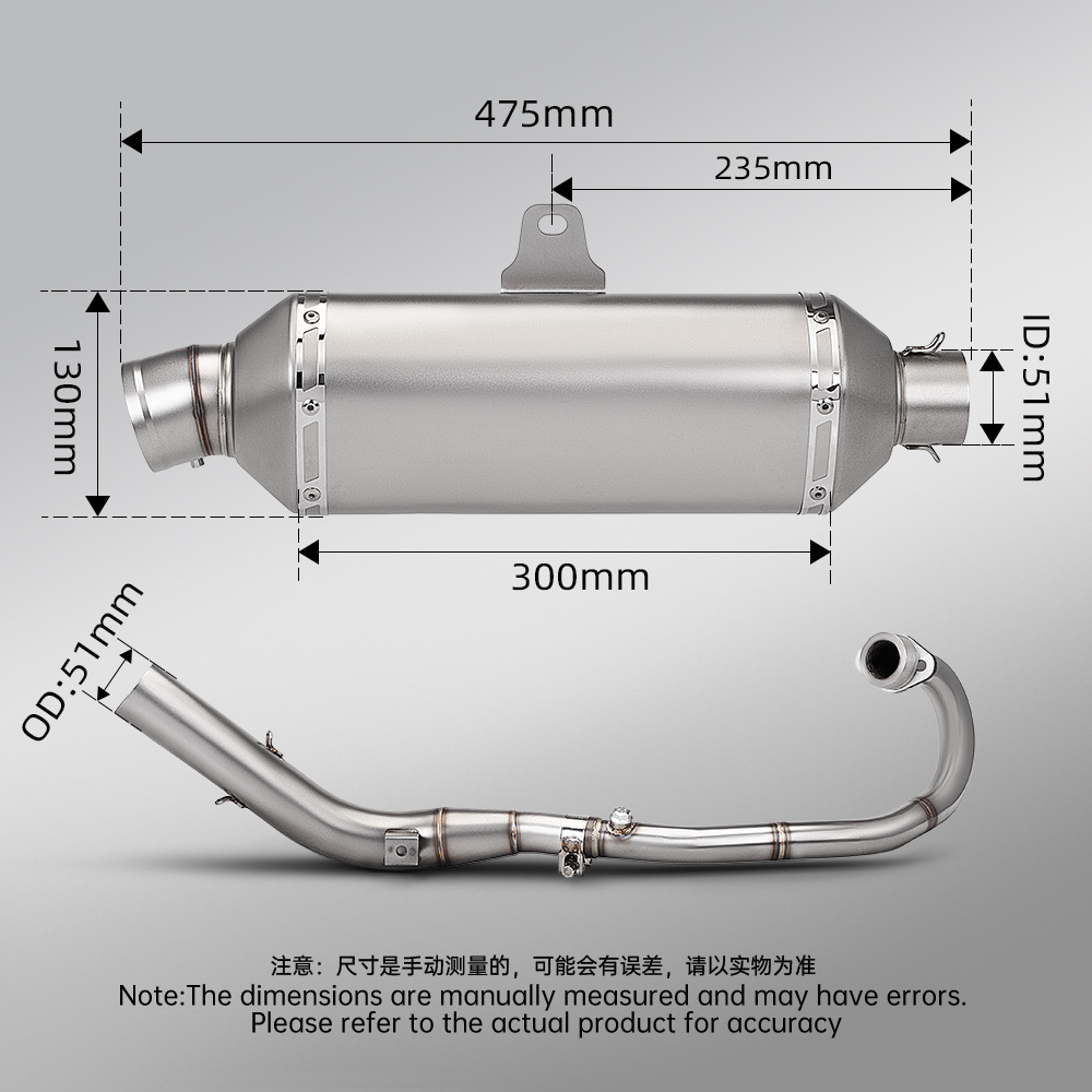 Motorcycle Crf300L Stainless Steel Split Front Exhaust Pipe and Rear Muffler Full Set 2021-2023