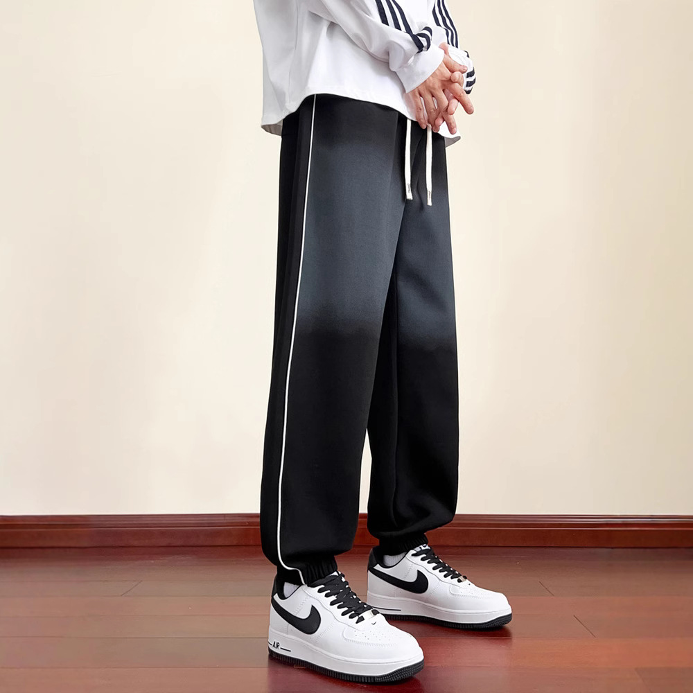 2024新款条纹裤子青少年复古潮流男士春秋款百搭宽松休闲潮流搭配