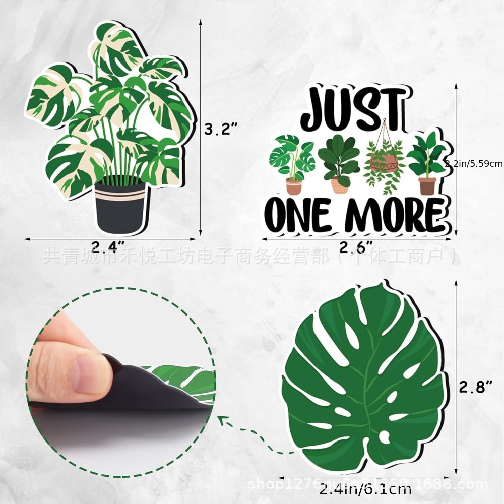 Plantas verdes acrílicas pegatinas de refrigerador tortuga bambú plantas tropicales en maceta pegatinas magnéticas decoración del hogar pizarra pegatinas magnéticas